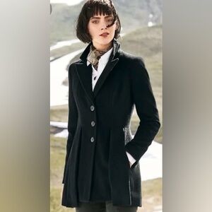 Peruvian Connection Swampscott Baby Alpaca Black Box Pleated Coat EUC Size 12